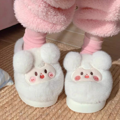 Fuzzy Pom Pom Cartoon Slippers