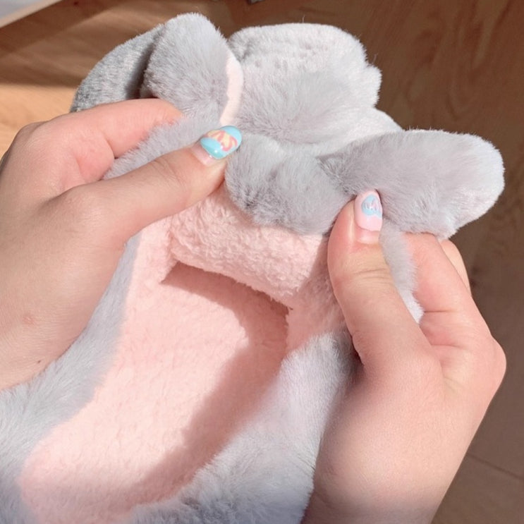 Whimsical 3D Elephant Plush Slippers