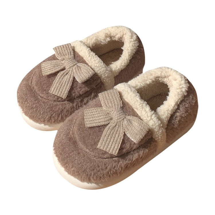 Bow-Accent Full-Back Plush slippers