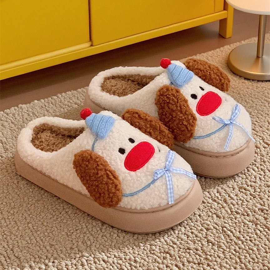 Playful Puppy Ears Fuzzy Slippers