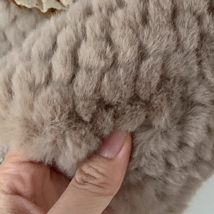 Woven Fur Effect Cozy Slippers