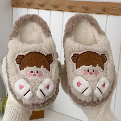 Cartoon Face Fuzzy Home Slippers