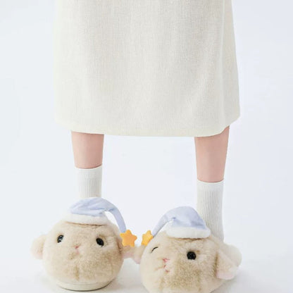 Sleepy Lamb Nightcap Plush Slippers