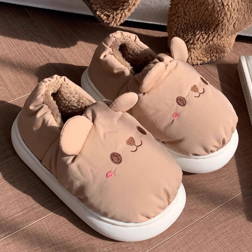 Bear Eared Puffer Home Slippers