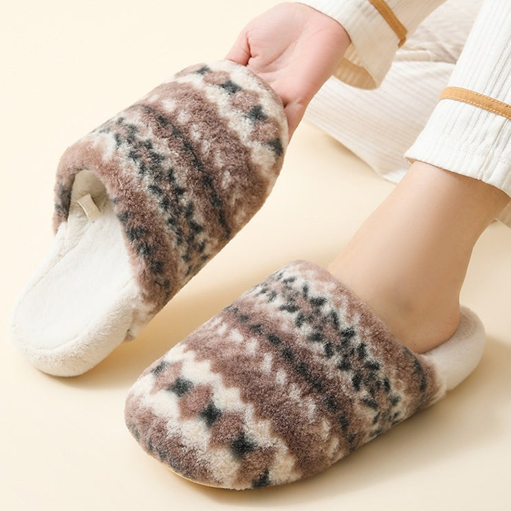 Cozy Pattern Plush Home Slippers