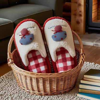 Mushroom Pop Gingham Slippers