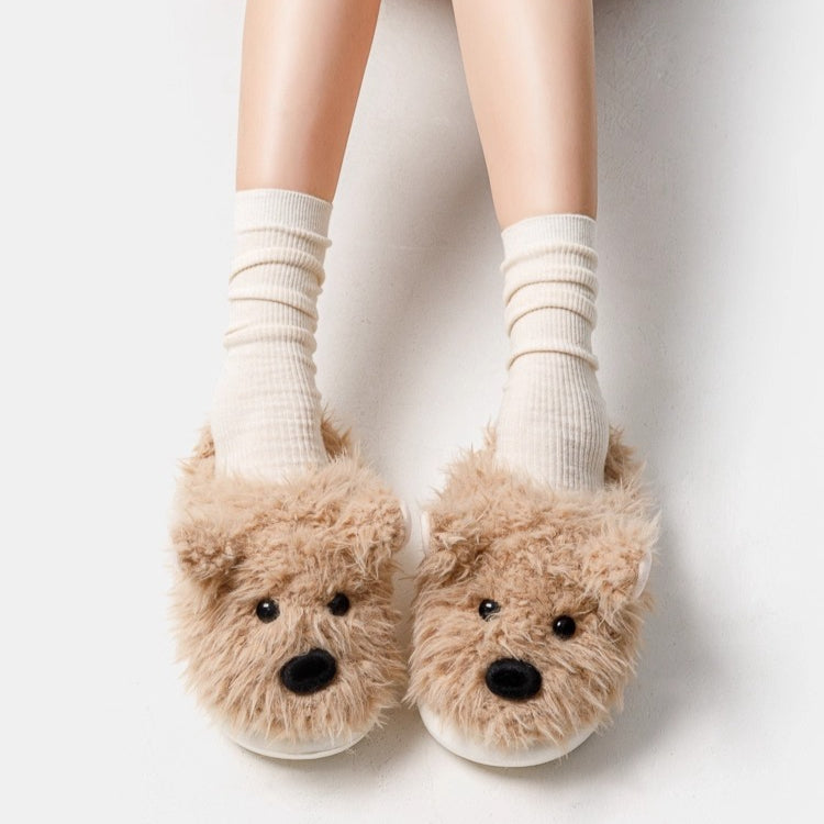 Shaggy Westie Puppy Plush Slippers