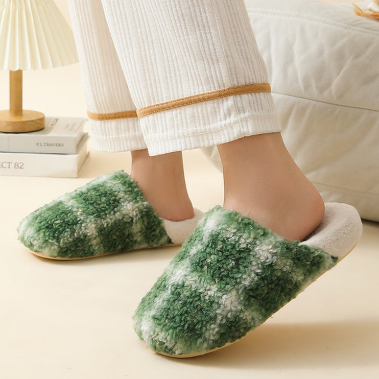 Chunky Check Sherpa Slippers