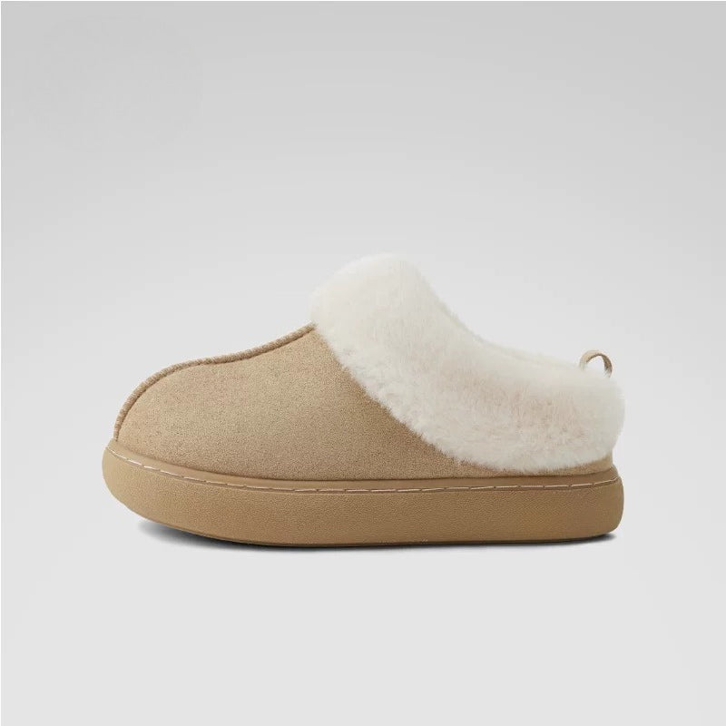 Chunky Platform Fleece Collar Slippers