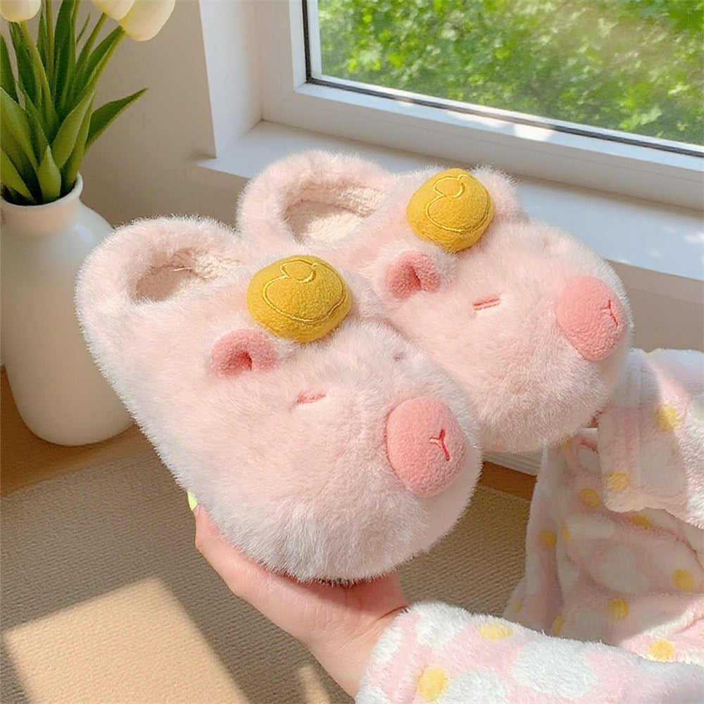 Nap-Time Capybara Plush Slippers