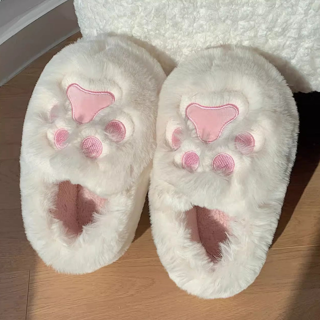 Fuzzy Cat Paw Plush Slippers