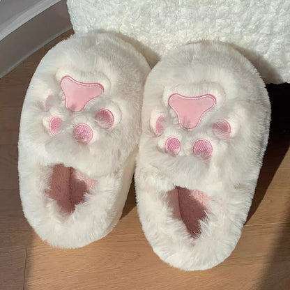 Fuzzy Cat Paw Plush Slippers