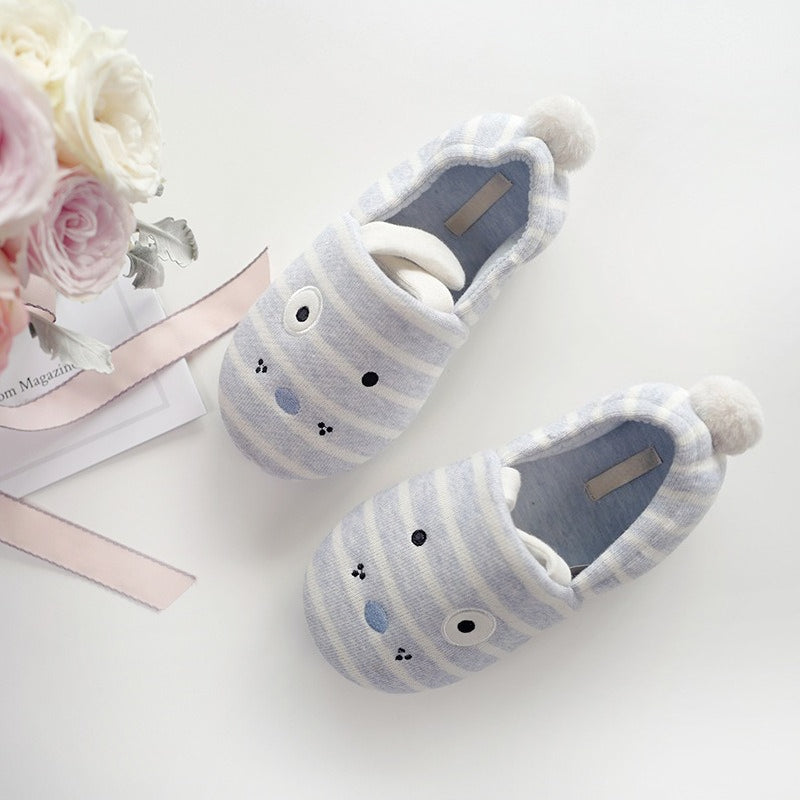 Striped Puppy Ears Cozy Slippers