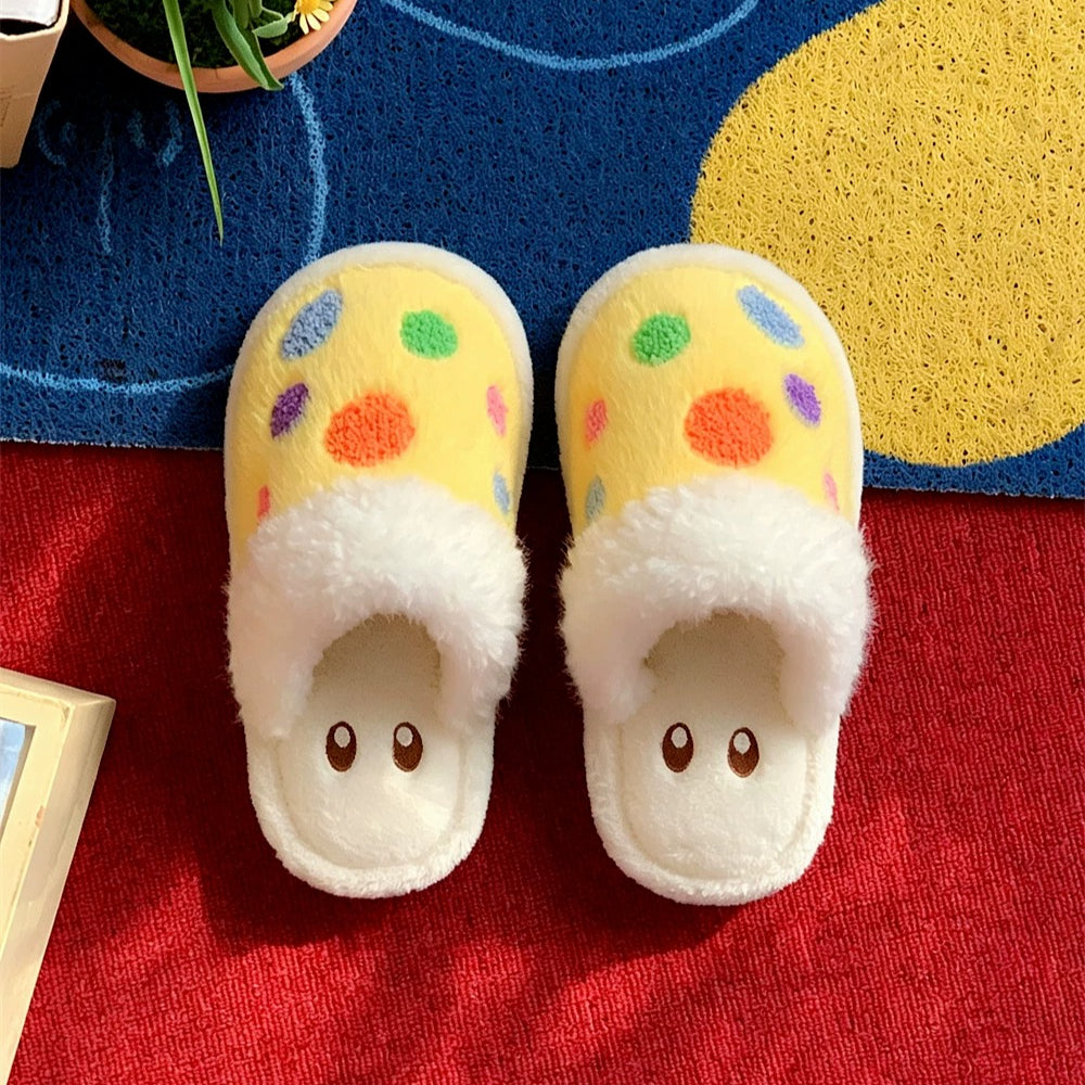 Polka Dot Mushroom Plush Slippers