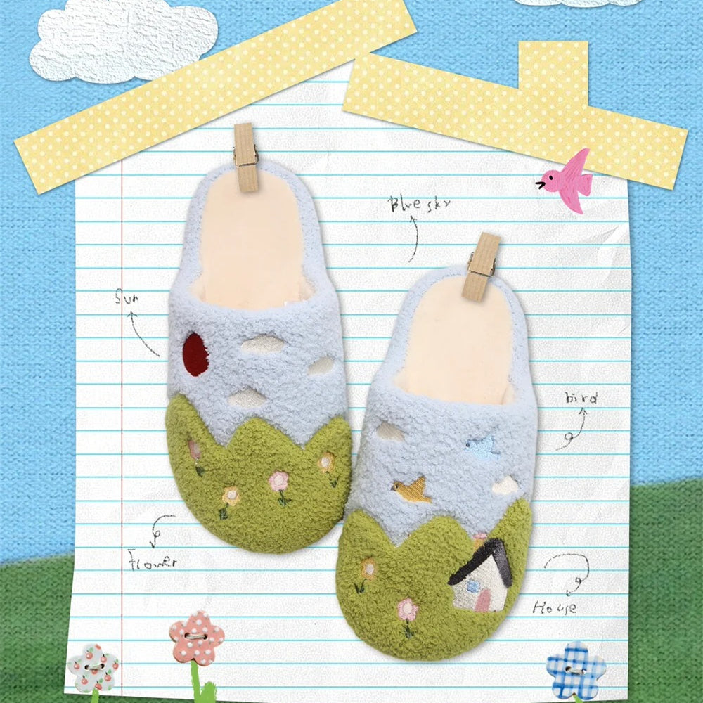 Countryside Cottage Fleece Slippers