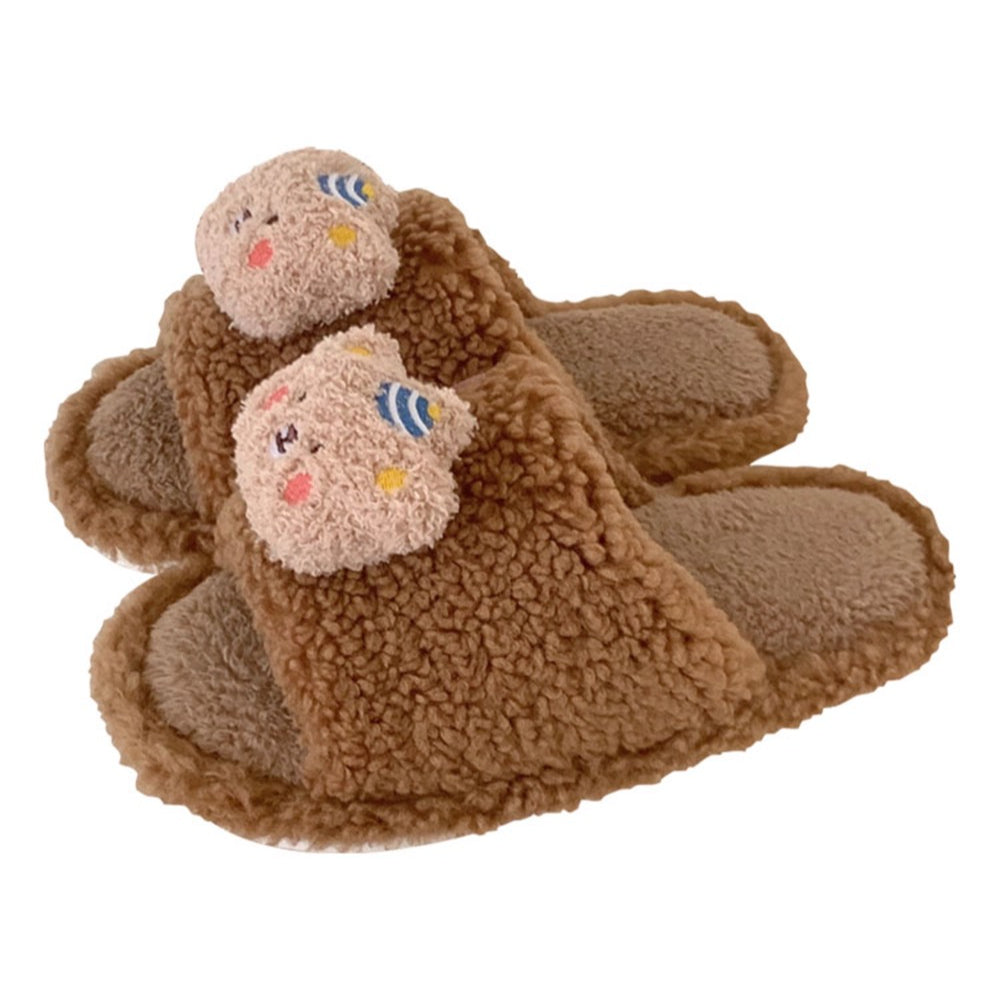Fuzzy Bear Patch Home Slippers