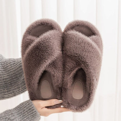 Fuzzy Platform Strap Slippers