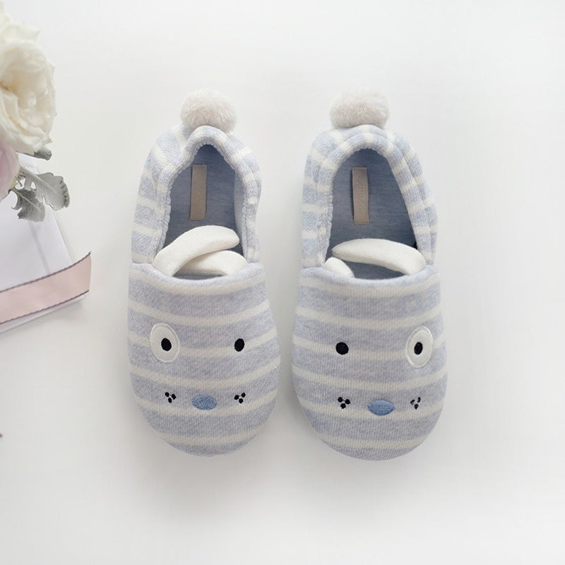 Striped Puppy Ears Cozy Slippers