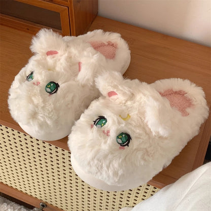 Plush Kitty Face Home Slippers