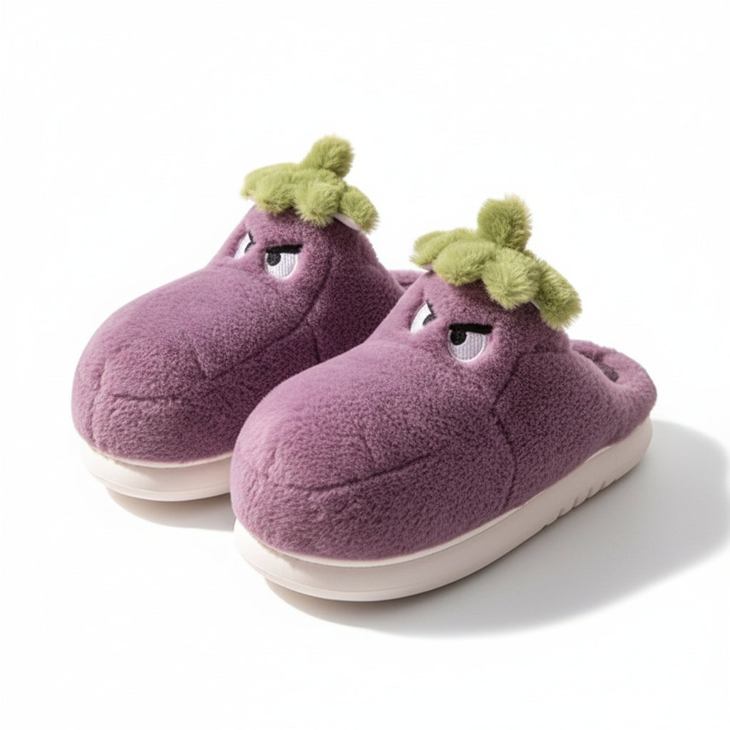 Fierce Eggplant Slippers