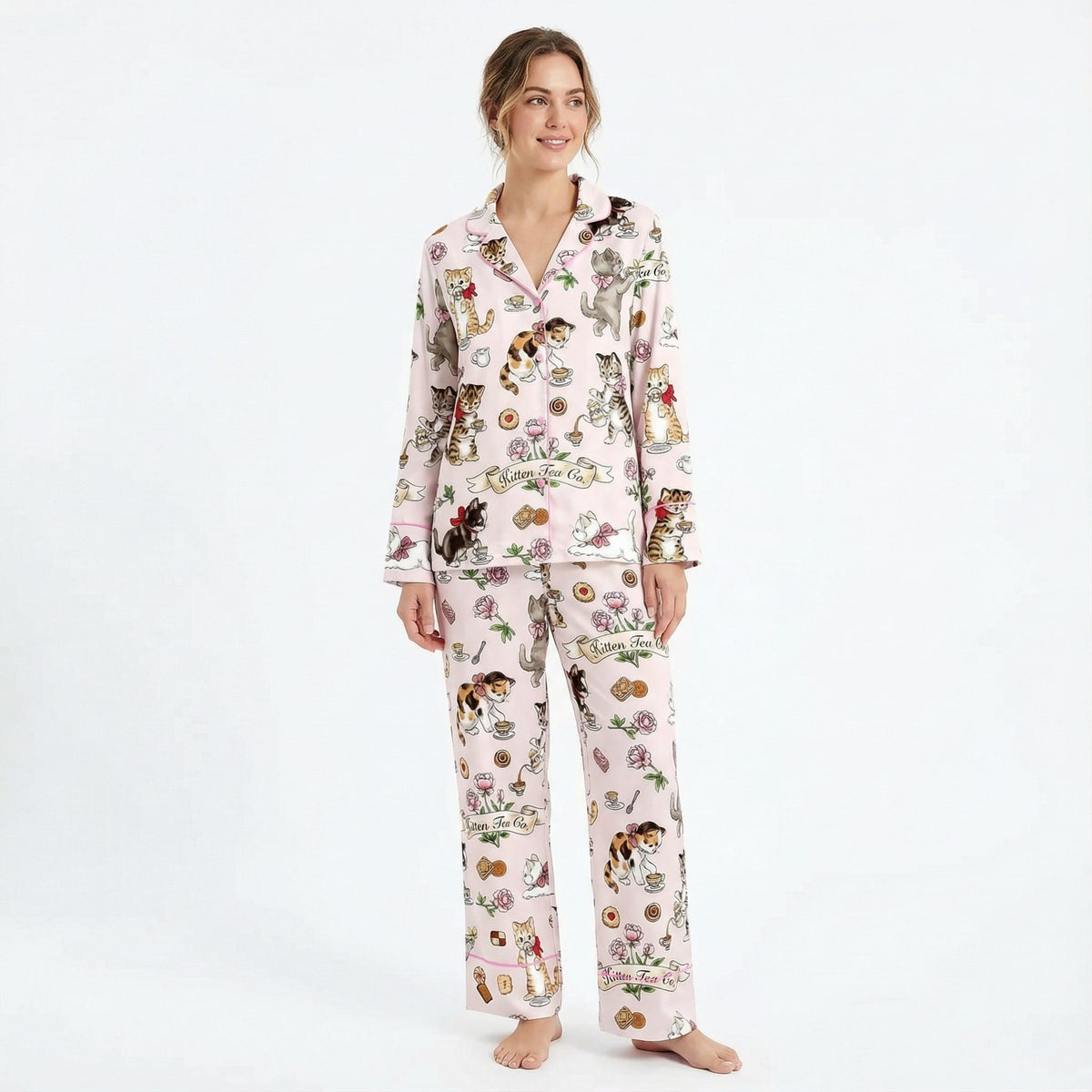 Kitten Tea Party Women's Pajama Set