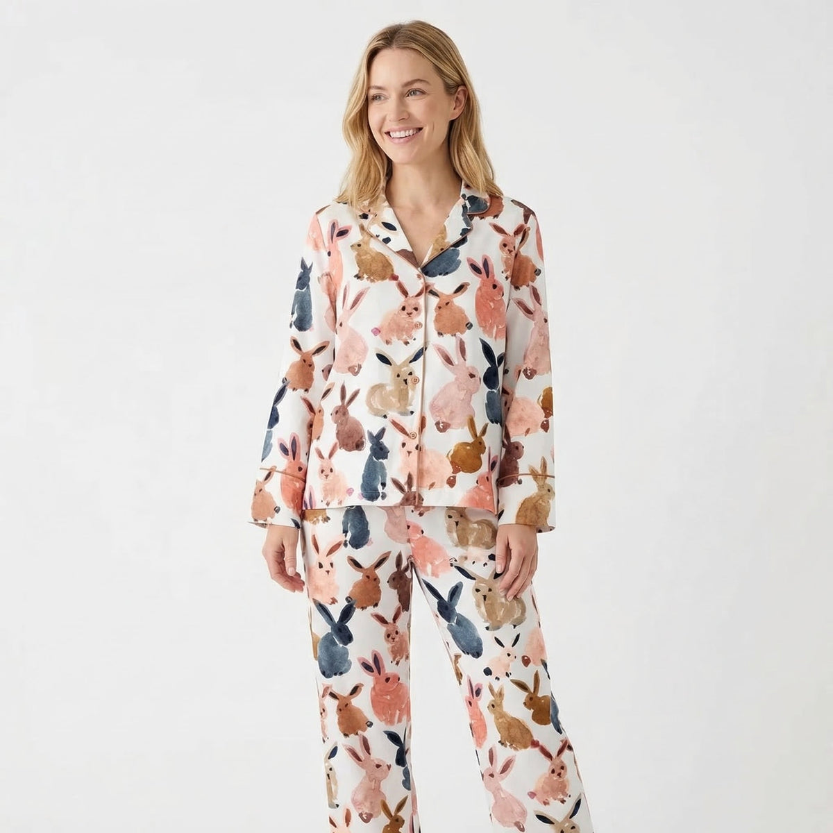 All-Over Watercolor Easter Bunnies Women's Pajama Set
