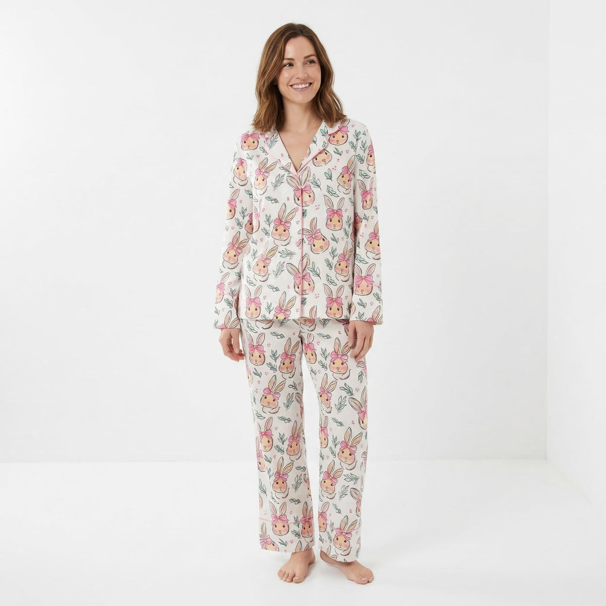 Cartoon Easter Bunnies Women's Pajama Set
