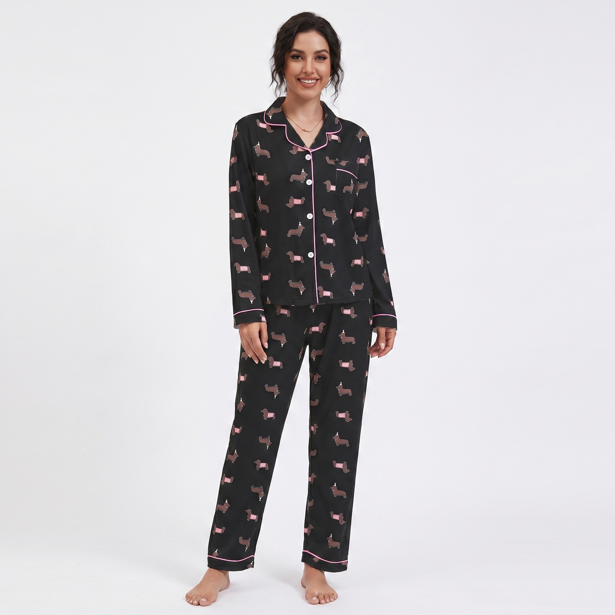 Mini Pink Dachshund Pajamas