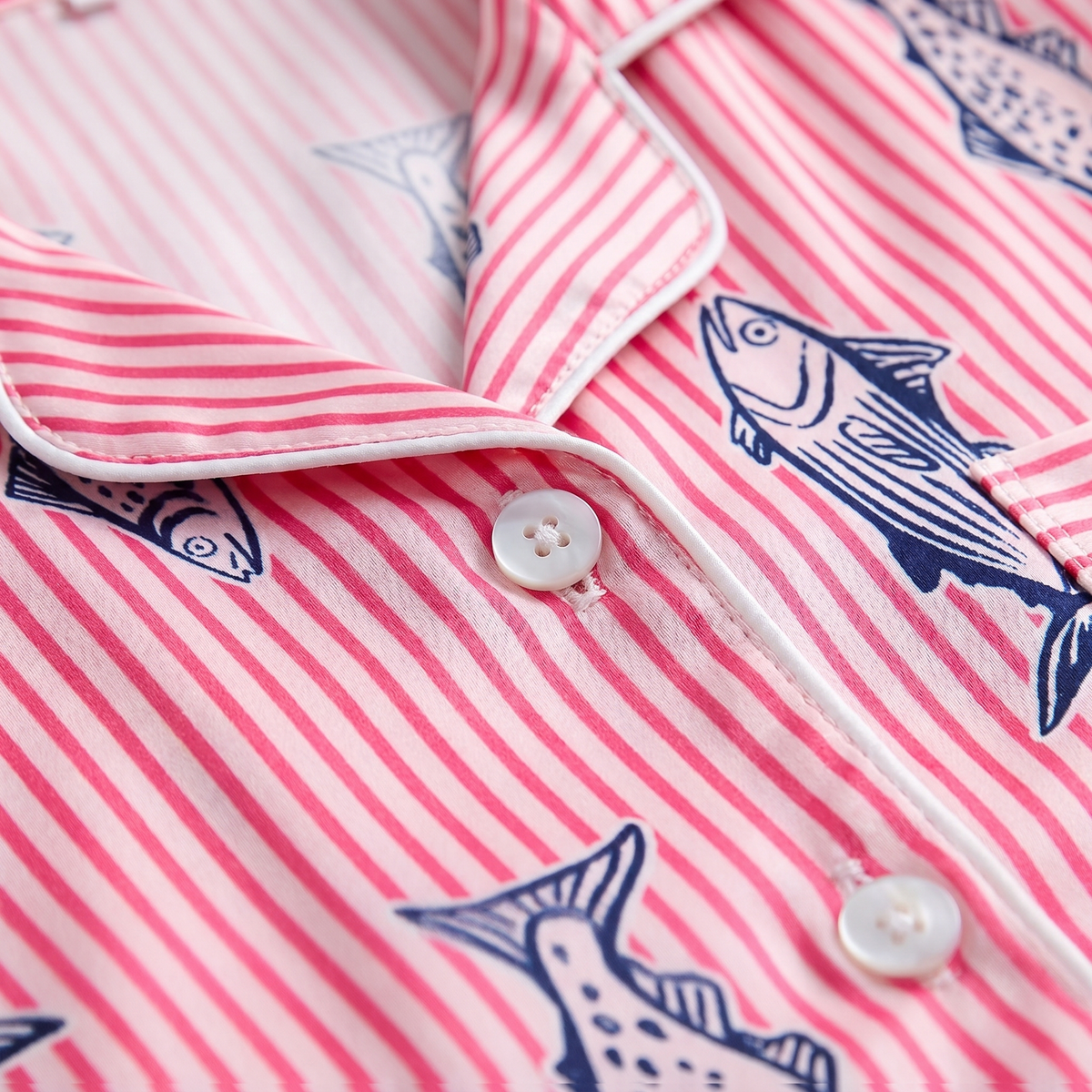 "Coastal Catch" Women's Striped Fish Pajamas