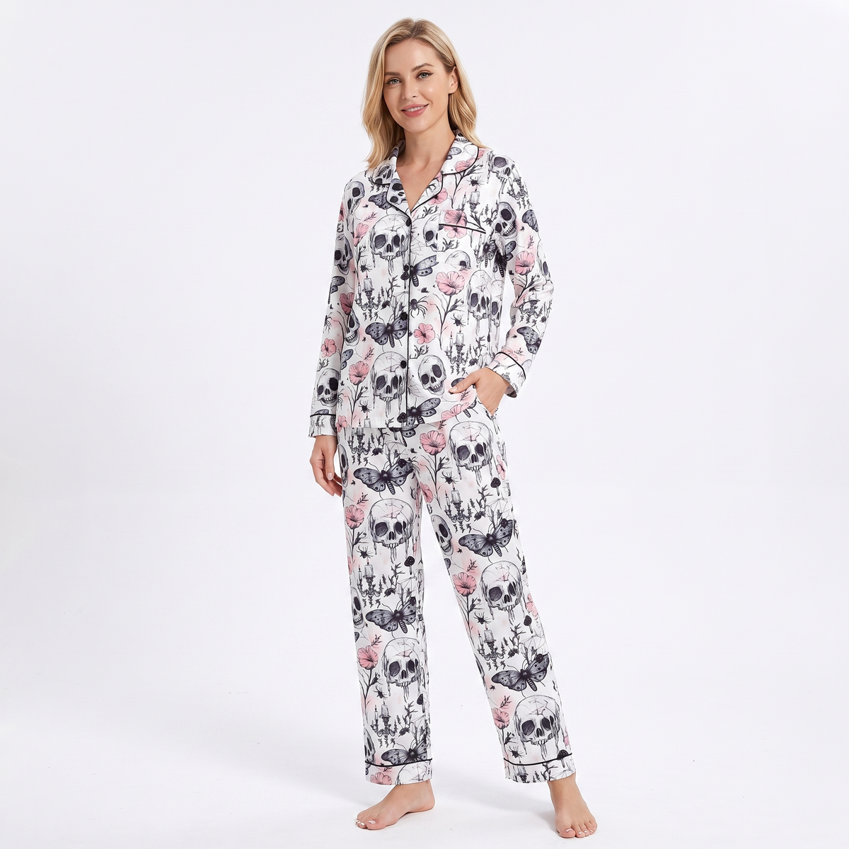 Skulls & Peonies Halloween Pajamas