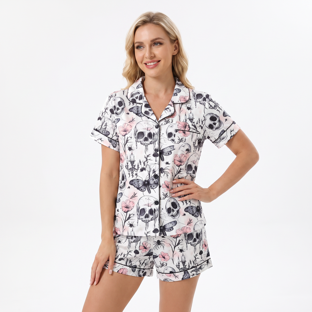 Skulls & Peonies Halloween Pajamas