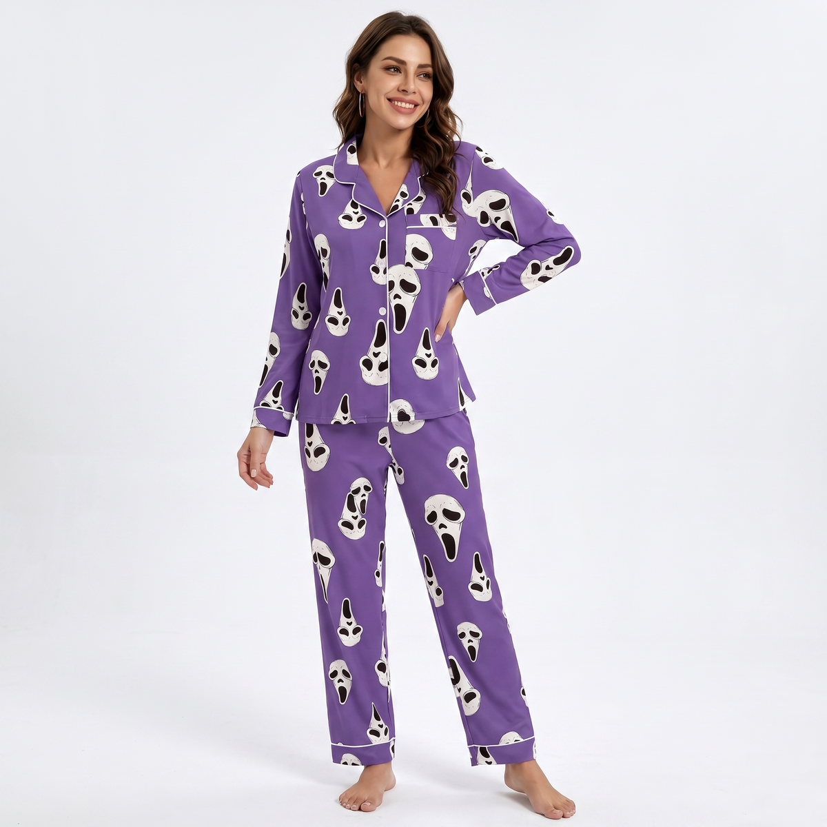 Scream Mask Halloween Pajamas