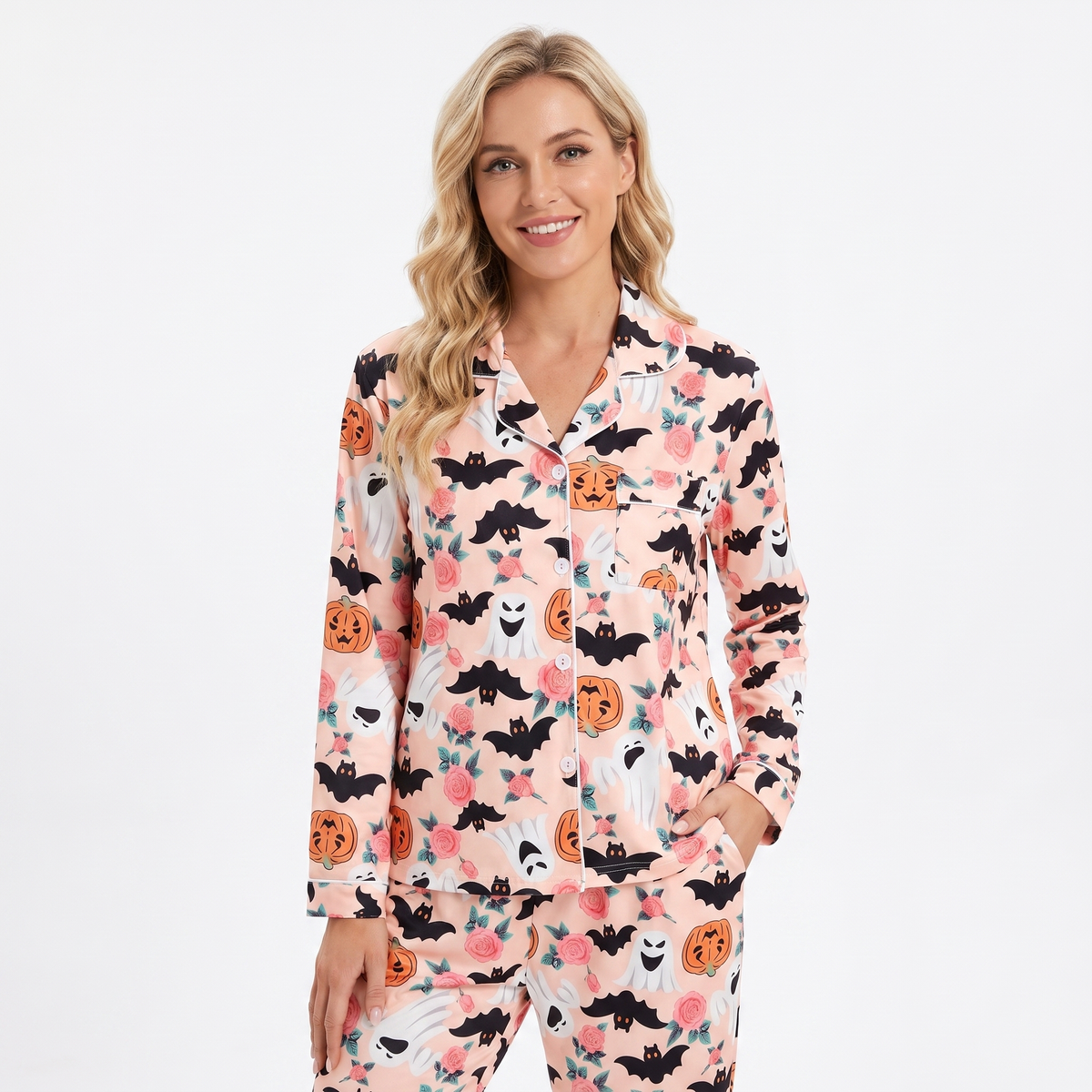 Floral Pumpkins & Ghosts Halloween Pajamas