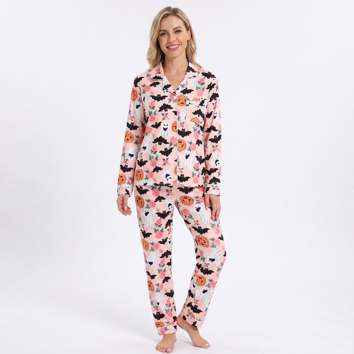 Floral Pumpkins & Ghosts Halloween Pajamas