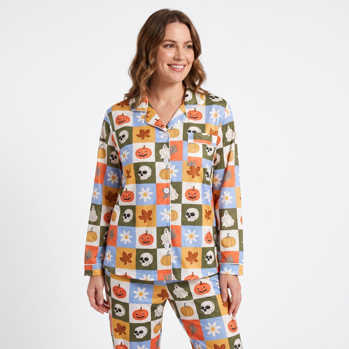 Autumn Grid & Skulls Pajamas