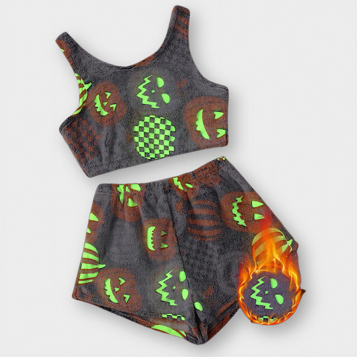 Glow In The Dark Fuzzy Halloween Lounge Set