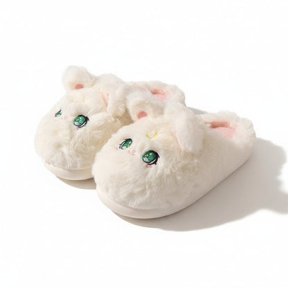 Plush Kitty Face Home Slippers