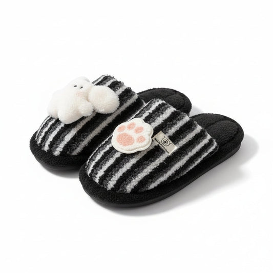 Striped Bunny Paw Lounge slippers